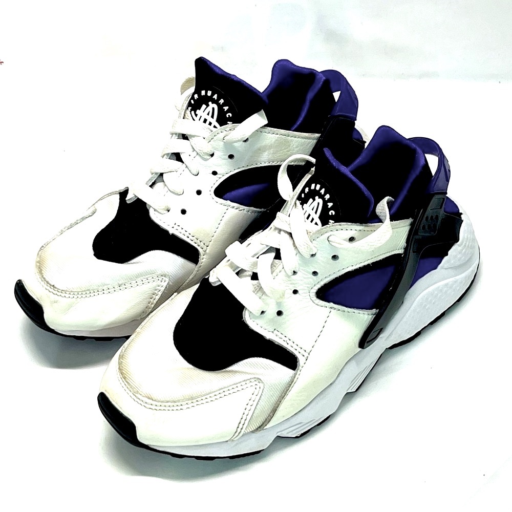 NIKE AIR HUARACHE RUN SNEAKERS SZ 7 HYPER GRAPE/WHITE/BLACK DH4439-105 PREOWNED
